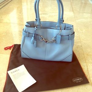 Light blue pebbled leather Coach purse